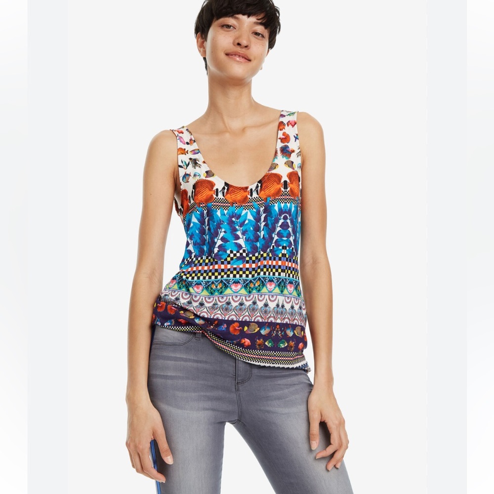 desigual slim fit georgina t shirt tropical fish